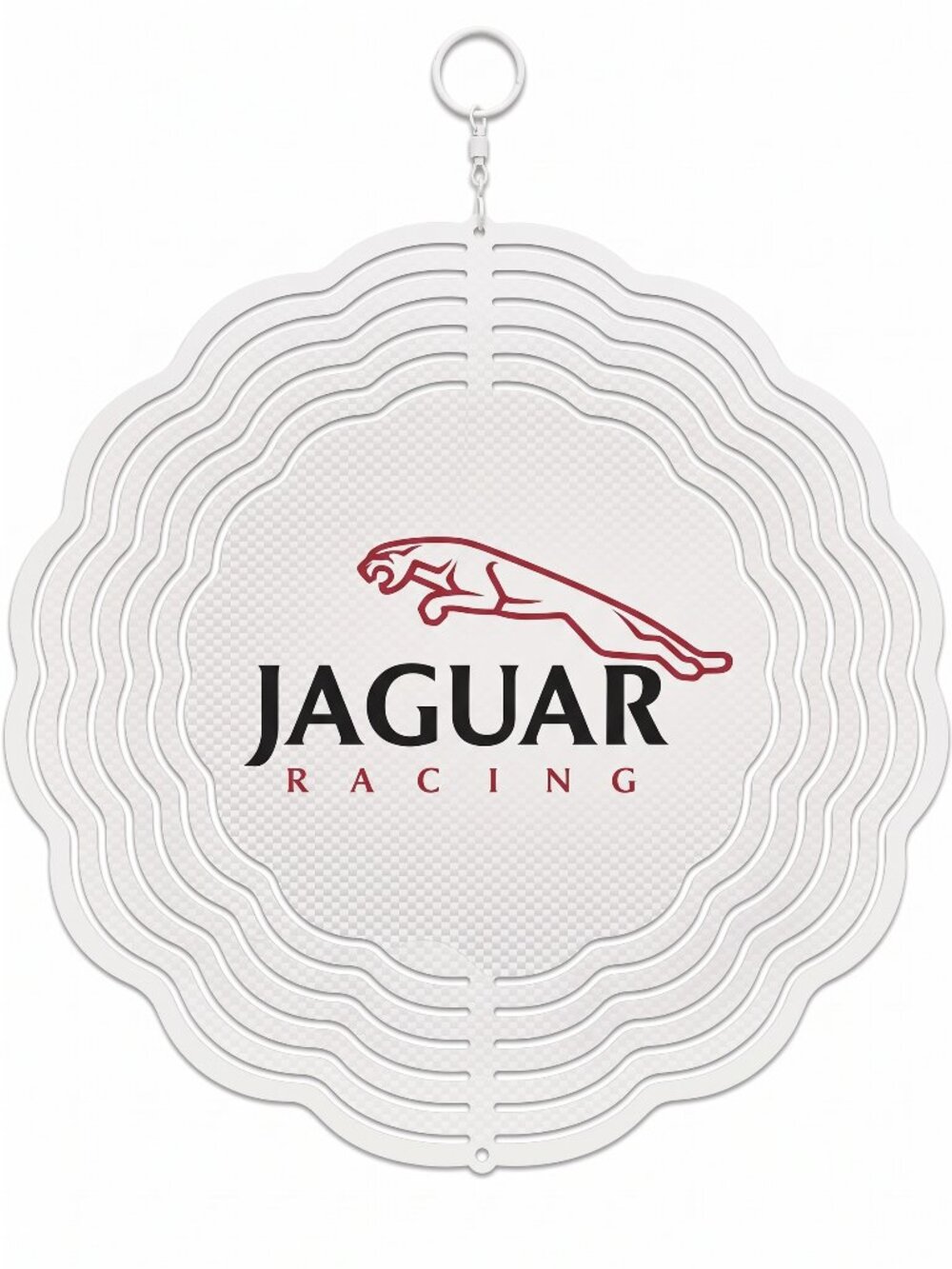 10" Jaguar Racing Logo Kinetic Wind Spinner - White Metal Hanging Yard Decor